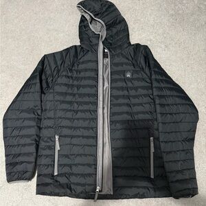 Duluth Trading Co Alaskan Hardgear Black and Gray Hooded Puffer Jacket